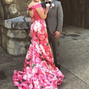 Sherri Hill pink/floral two piece prom dress
